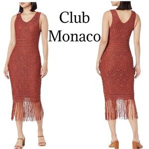 Club Monaco Women's Rust Fringe Dress Sz S NWT
